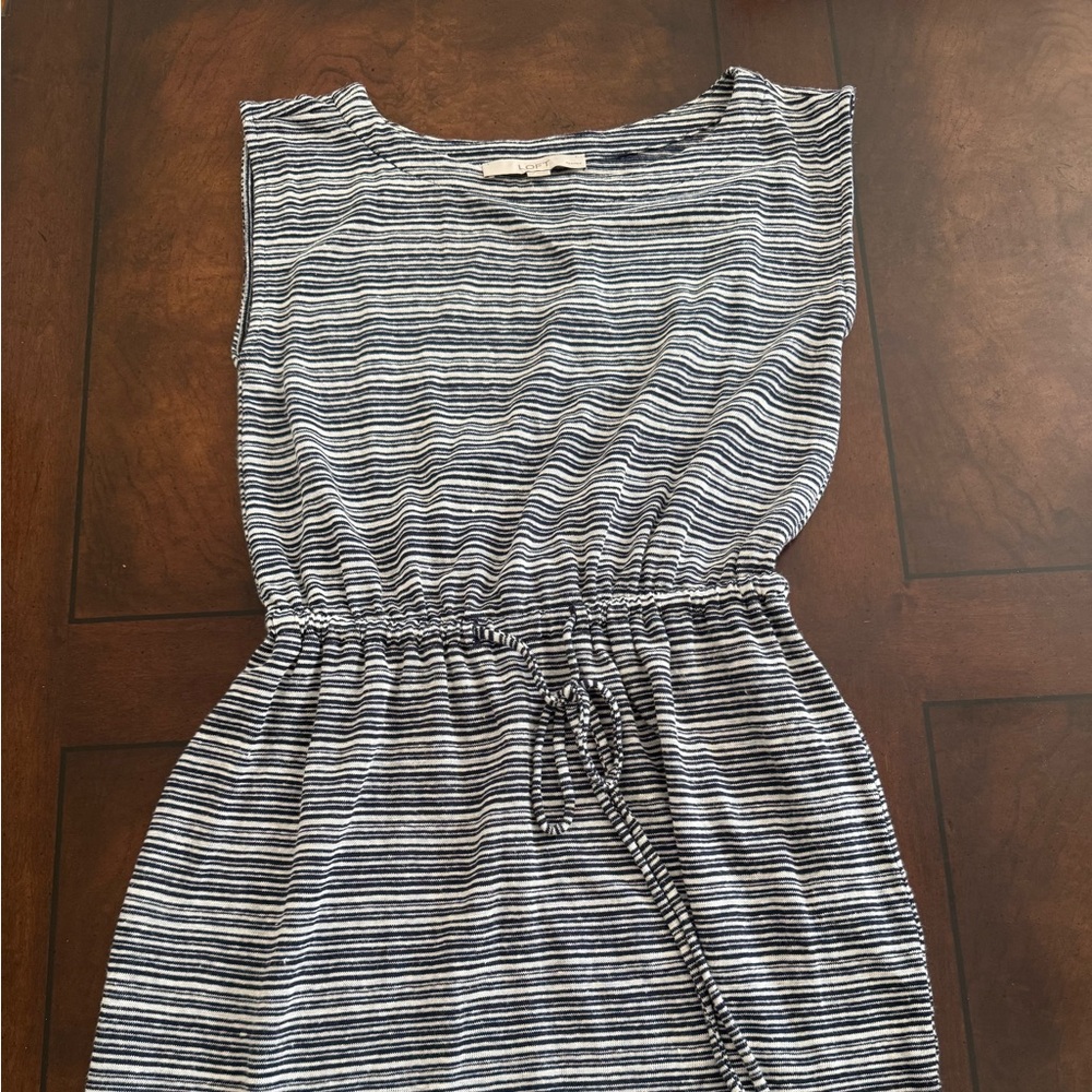 LOFT Striped Mini Dress in Navy and White